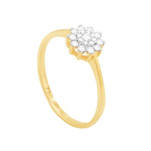 Anel em Ouro 18K Flor com Diamantes - AU5594