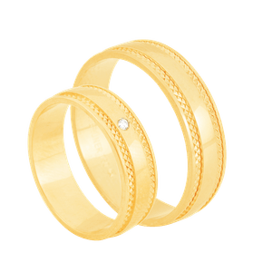Par de Aliança em Ouro 18K com Diamante - AU8191