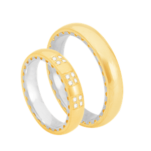 Par de Aliança em Ouro 18K Casamento 4MM com Diamantes - AU8194