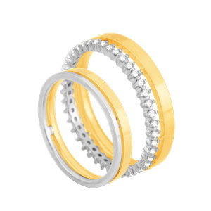 Par de Aliança em Ouro 18K Casamento com Diamantes - AU8197