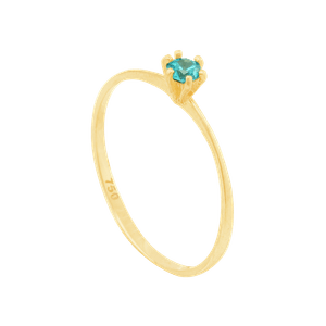 Anel em Ouro 18k Solitário com Zircônia Topázio - AU8214