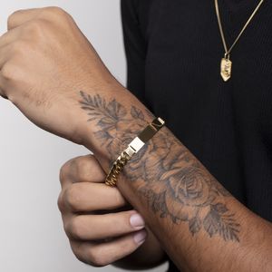 Pulseira em Ouro 18K Placa com Elos Grumet - AU3652