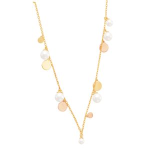 Colar em Ouro 18k com Pérolas e Medalhinhas - AU8266