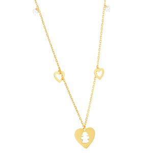 Gargantilha em Ouro 18K Coração com Menina - AU8135