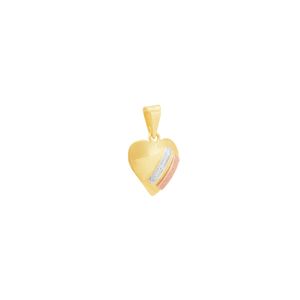 Pingente em Ouro 18K Coração Tricolor - AU8046
