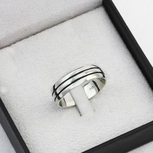 Anel em Prata 925 Masculino com Dois Frisos - PL9880