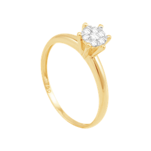 Anel Solitário Ouro 18K com Diamantes - AU8264