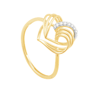 Anel em Ouro 18K Coração Entrelaçado com Diamantes - AU8011