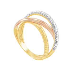 Anel em Ouro 18K Transversal com Brilhantes - AU2632