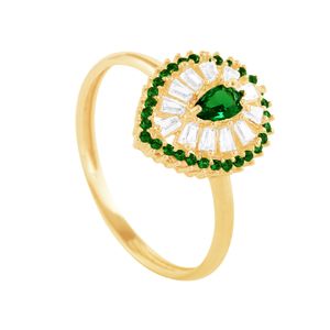 Anel em Ouro 18K Gota com Zircônias - AU4097