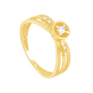 Anel Solitário Ouro 18K com Diamantes - AU1068