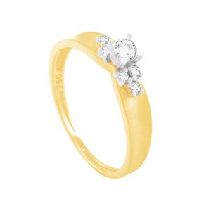 Anel Solitário em Ouro 18K com Diamantes - AU1034