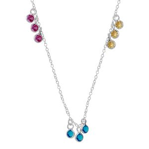 Colar em Prata 925 Pingentes com Zircônias Colorful - PL10007
