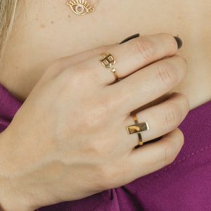 Anel em Ouro 18k Letra S com Zircônia - AU7573