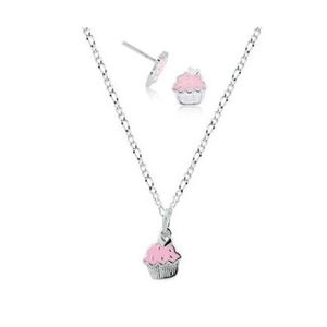Conjunto Infantil em Prata 925 Cupcake - PL10429