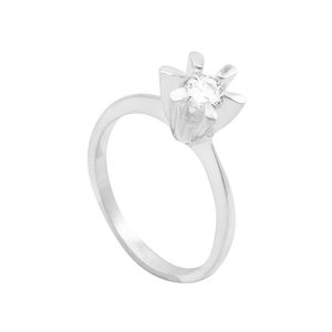 Anel em Prata 925 Solitário com Cristal White - PL10491