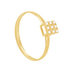 Anel em Ouro 18K Pavê Quadrado com Zircônias - AU8387