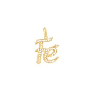 Pingente em Ouro 18K Fé com Zircônias - AU8420