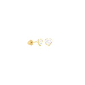 Brinco Infantil em Ouro 18K Coração com Zircônia 3MM - AU8461