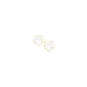 Brinco Infantil em Ouro 18K Coração com Zircônia 5MM - AU8463