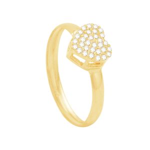 Anel em Ouro 18K Pavê Coração com Zircônias - AU8482