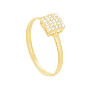 Anel em Ouro 18K Pavê Quadrado com Zircônias - AU8484