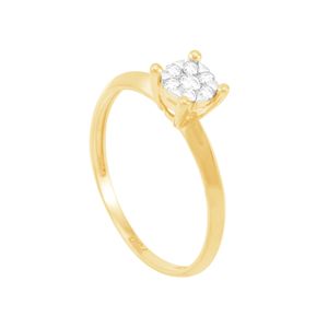 Anel em Ouro 18k Solitário com Diamantes - AU8524