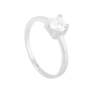 Anel em Ouro Branco 18k Solitário com Topázio Branco - AU8525
