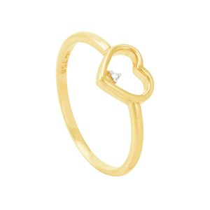 Anel em Ouro 18k Coração com Diamante - AU8599
