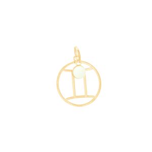 Pingente em Ouro 18k Signo Gêmeos com Ágata Branca - AU8670