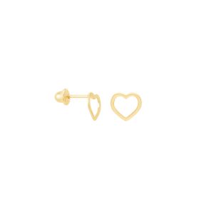 Brinco em Ouro 18k Coração Vazado - AU8699