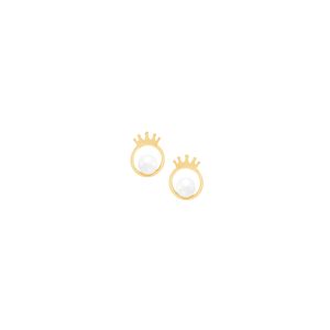 Brinco em Ouro 18k Coroa com Pérola - AU8696