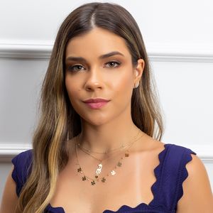Gargantilha em Ouro 18K Trevos com Topázio Branco 3MM - AU8092