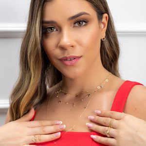 Gargantilha em Ouro 18k Corações - AU8217