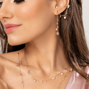 Colar em Ouro 18k com Pérolas e Medalhinhas - AU8266