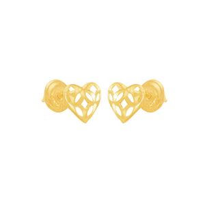 Brinco em Ouro 18k Coração Trabalhado - AU8636
