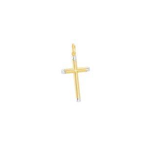 Pingente em Ouro 18k Cruz com Detalhes em Ouro Branco 18k - AU8648