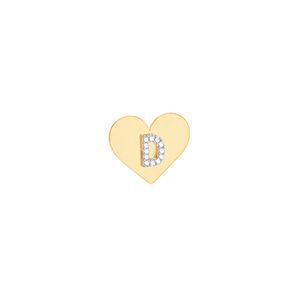 Pingente em Ouro 18K Coração Letra D com Diamantes - AU9011