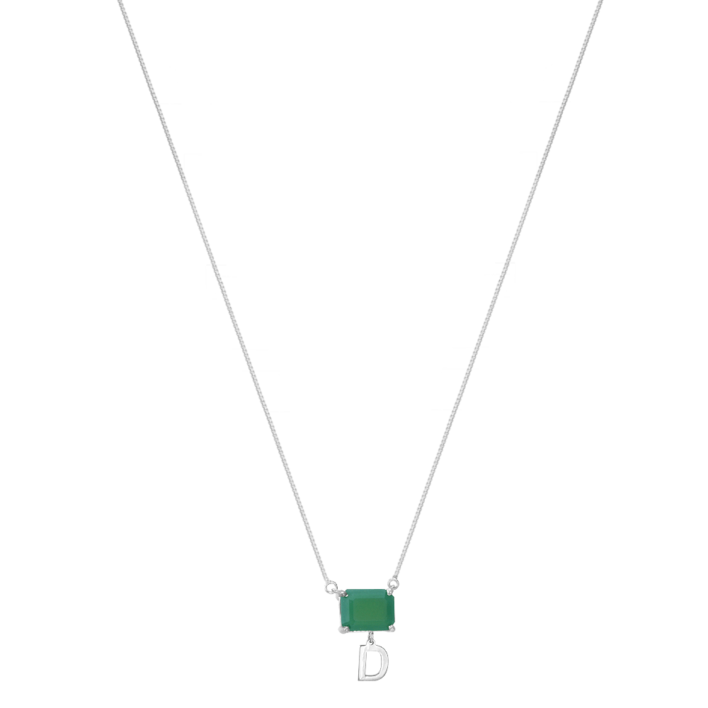 Gargantilha em Prata 925 Letra D com Jade - ID Collection - PL2739 ...