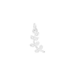 Pingente em Prata 925 Folha com Zircônias - PL11987