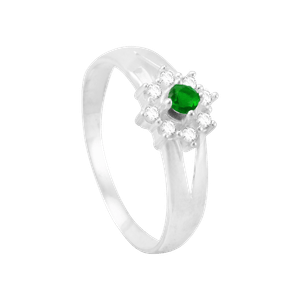 Anel de Formatura em Prata Flor 925 com Zircônia Verde - PL11793
