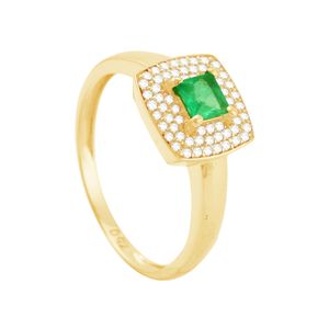 Anel em Ouro 18k Esmeralda e Diamantes - AU10056