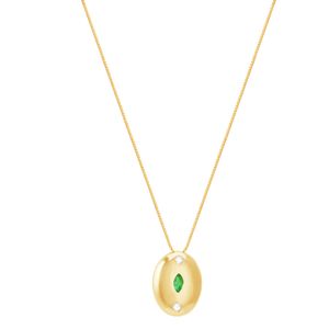 Gargantilha em Ouro 18k Oval com Esmeralda e Diamantes - AU10089