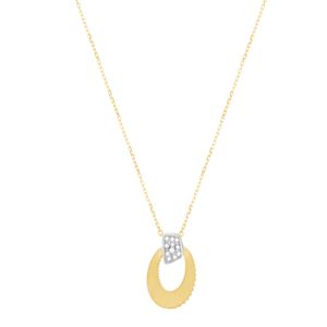 Gargantilha em Ouro 18k Vazado Fosco e Liso com Diamantes - AU10169