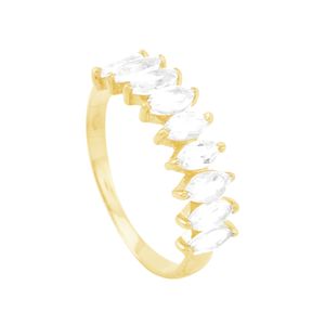 Anel em Ouro 18K Meia Aliança com Topázios - AU10191