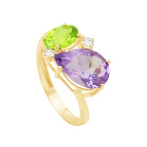 Anel em Ouro 18K Peridoto, Topázio e Ametista - AU10195