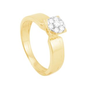 Anel em Ouro 18k Solitário com Diamantes - AU10127