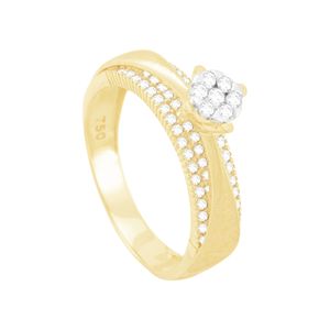 Anel em Ouro 18k Solitário com Diamantes - AU10128