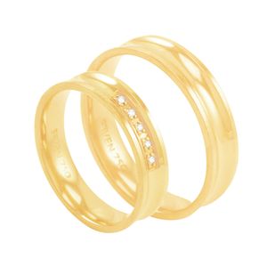 Par de Alianças em Ouro 18K com Diamantes - AU2580