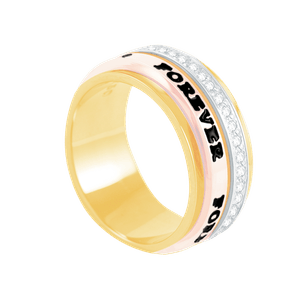 Aliança em Ouro 18K Feminina Tricolor Forever - AU4059